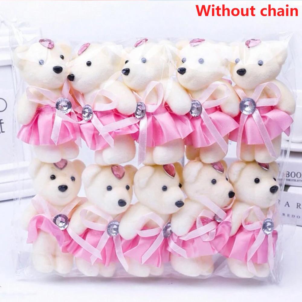 10 Pcs Mini Cute Cartoon Plush Bear Dolls Birthday Gift Wedding Party Favors DIY Accessory Supplies