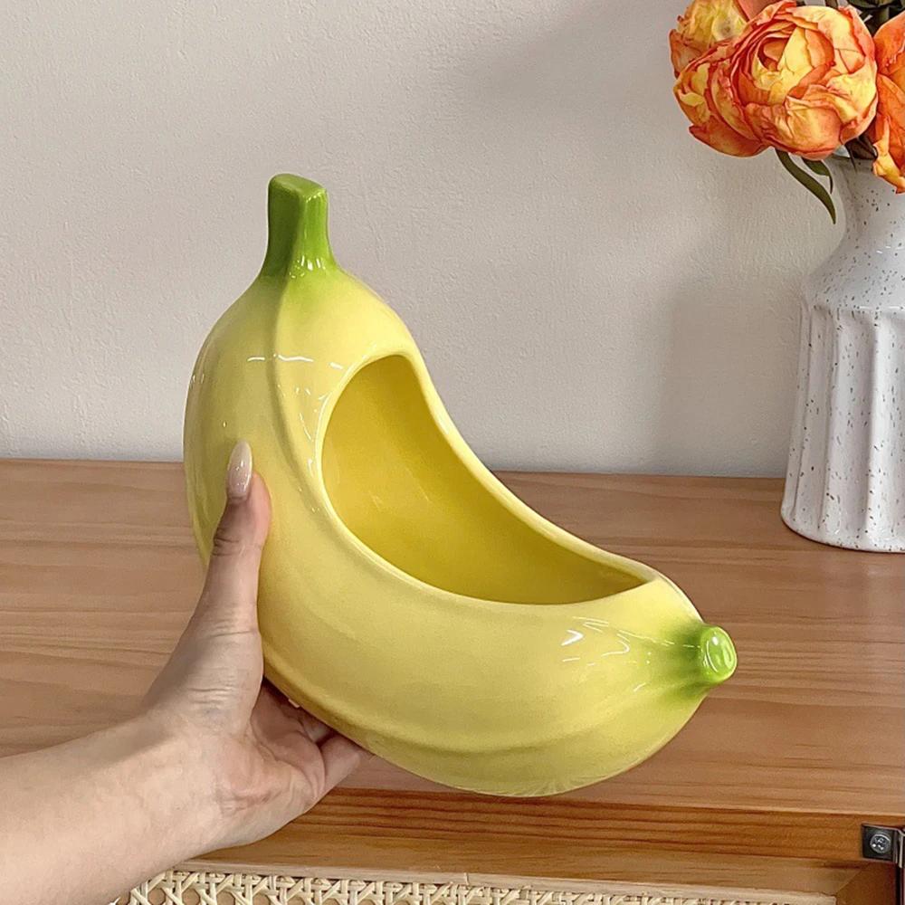 Creative Banana Desktop Storage Box Entrance Key Storage Pallet Ceramic Desktop Decorative Ornament Remote Control Storage Box