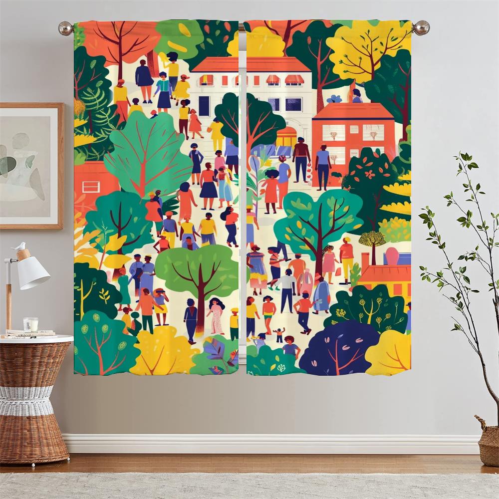 

Тюль «Giving Tree» для кухни, 2 шт., элегантные шторы для окон, для комнат, подхваты для штор в ванной, жалюзи, локоны W50xH70cmx2pcs-CL