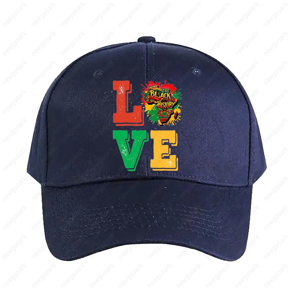 LOVE Black History Month Celebrate Black History Cap Women Unisex Peaked Hat Fashion Casual Adjustable Printed Baseball Caps
