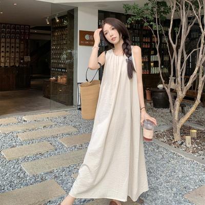 French Loose and Thin Casual French Temperament Dress Gentle Wind Solid Color Korean Version Summer New Sleeveless Skirt
