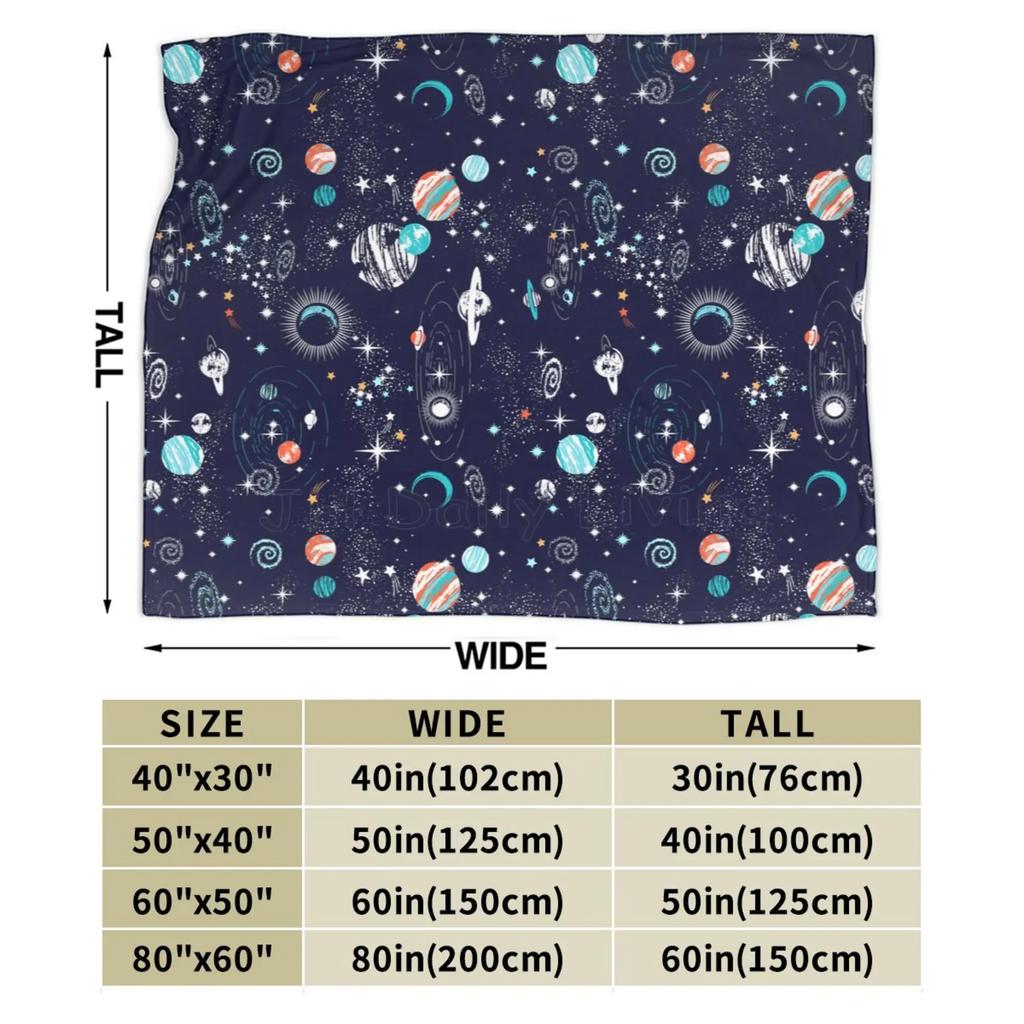 Galaxy Space Planet Flannel Fleece Throw Blanket for Couch Soft Fluffy Sofa Bed Blanket Warm and Lightweight Throws 80x60 Inch