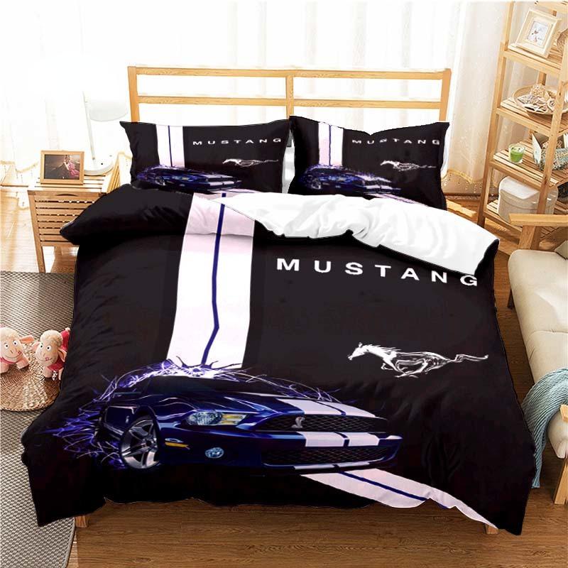

Mustang Car Pattern Duvet Cover Set Bedding For Aldult Boys Bed Set Game Quilt Cover Comforter Cover Bedding Set EU single(135x200cm)