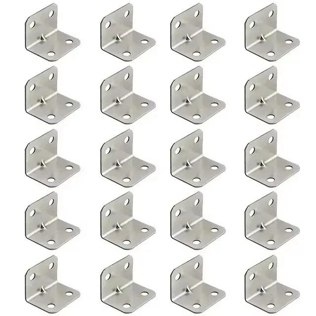 20pcs Angle Iron Board Table, Chair, Cabinet, Wardrobe Fixed Connector, 90-degree Angle Iron Plate Bracket Shelf Support Bracket