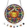 Halloween Acrylic Puzzle Decor, 2D Ghost Pumpkin Skeleton Hanging Sign, Faux Stained Glass Spooky Puzzle for Party Home Decor, Stress Relief Toy