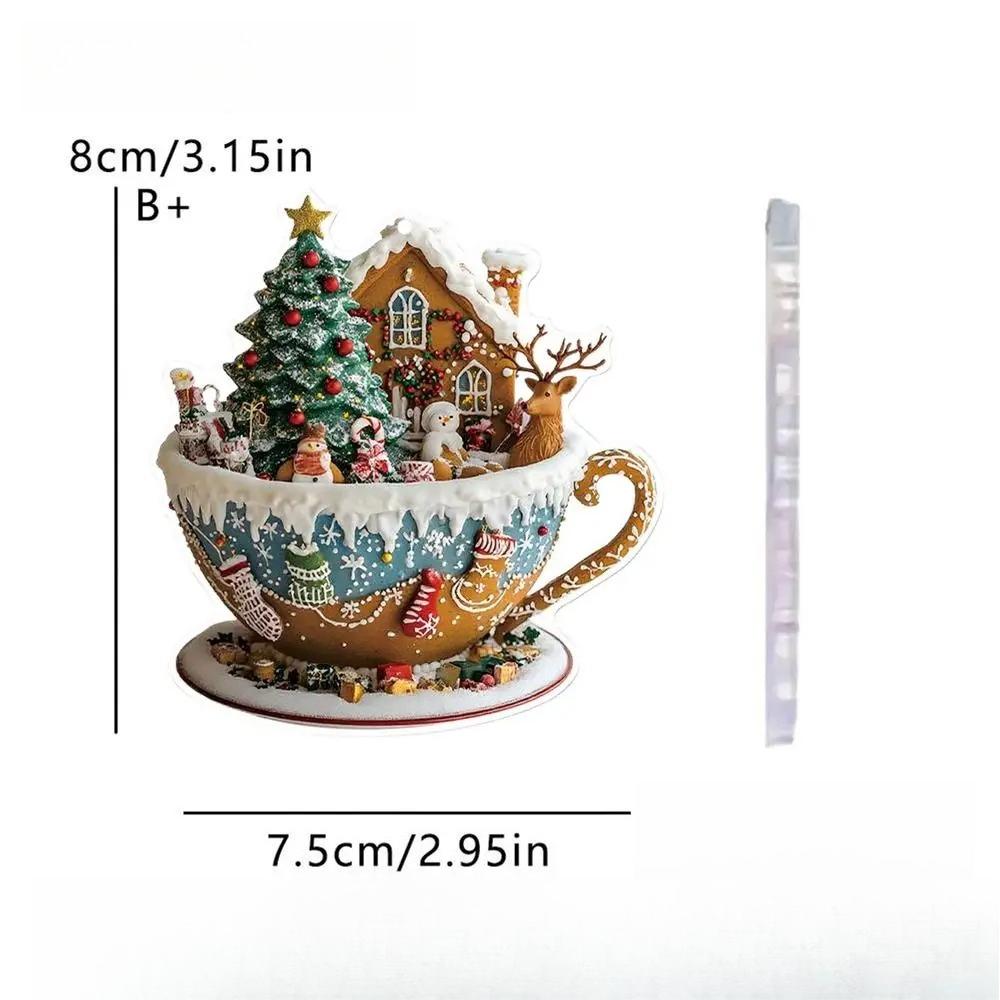 Christmas Coffee Cup Ornaments Coffee Mug Decorative Tree Hanging 2025 Xmas Navidad 2026 New Year Easter Bunny Party Supplies