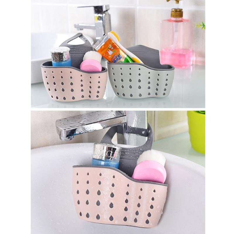Faucet Hanging Basket Bag with Drain Holes Adjustable Strap Sponge and Cleaning Tool Holder Kitchen Accessories