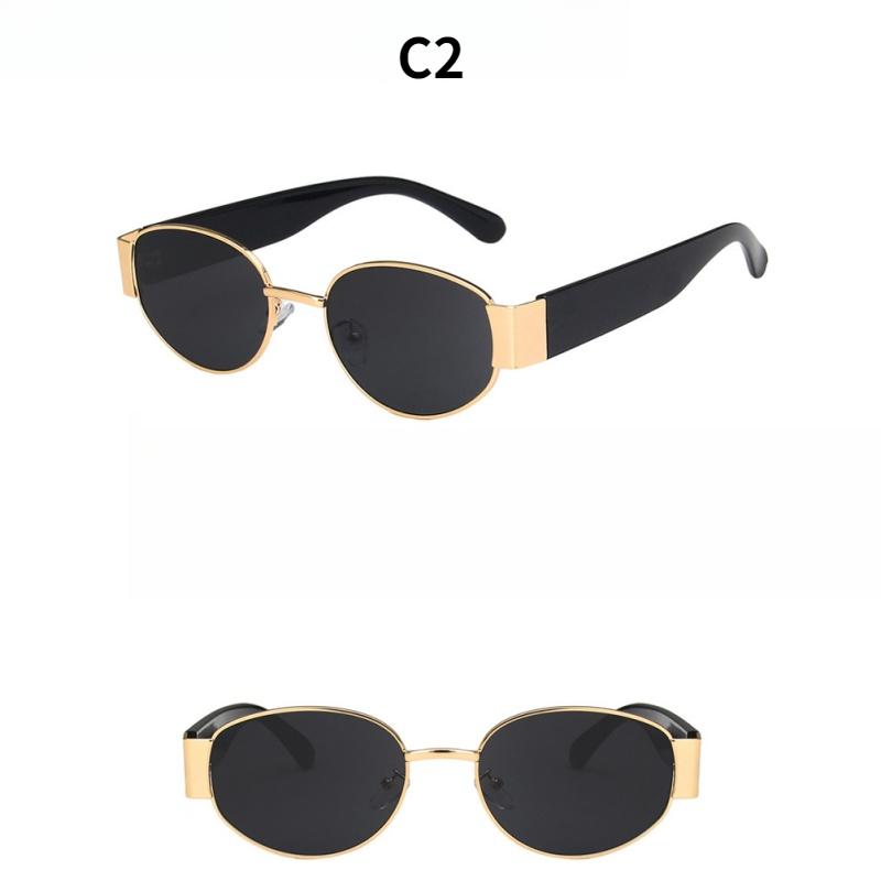 Women's Sunglasses, Oval Metal Sunglasses, Men's and Women's Fashion Sunglasses