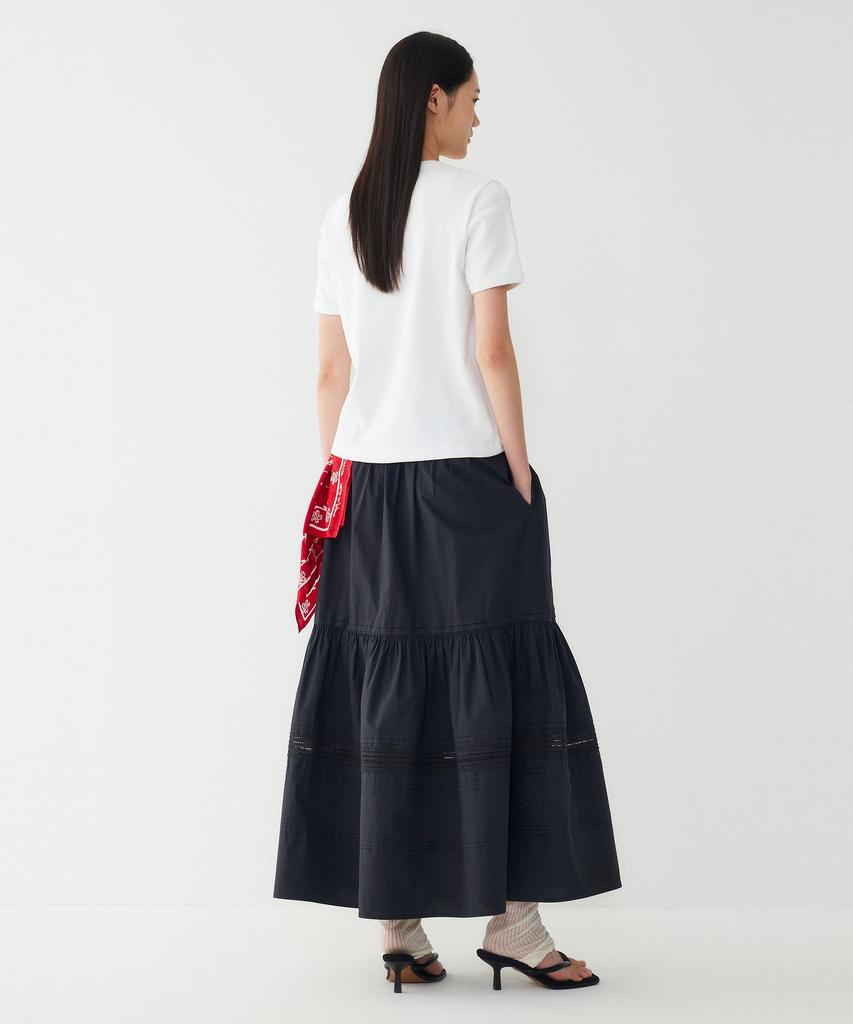 STUDIO TOMBOY Lace Tiered Elastic Skirt_Dark Navy 9176232983