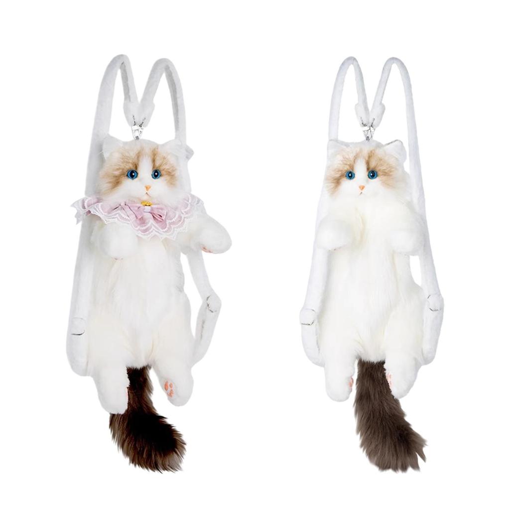 Cute Plush Cat Backpack Casual Large Capacity Purse Rucksack Lightweight Trendy