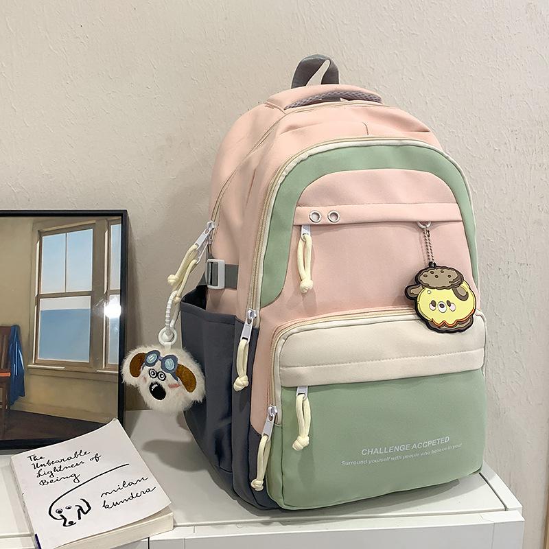 Small and Fresh Contrasting Colors Korean Version Mori Backpack Casual Large Capacity Junior High School Student Schoolbag Student Cute Backpack
