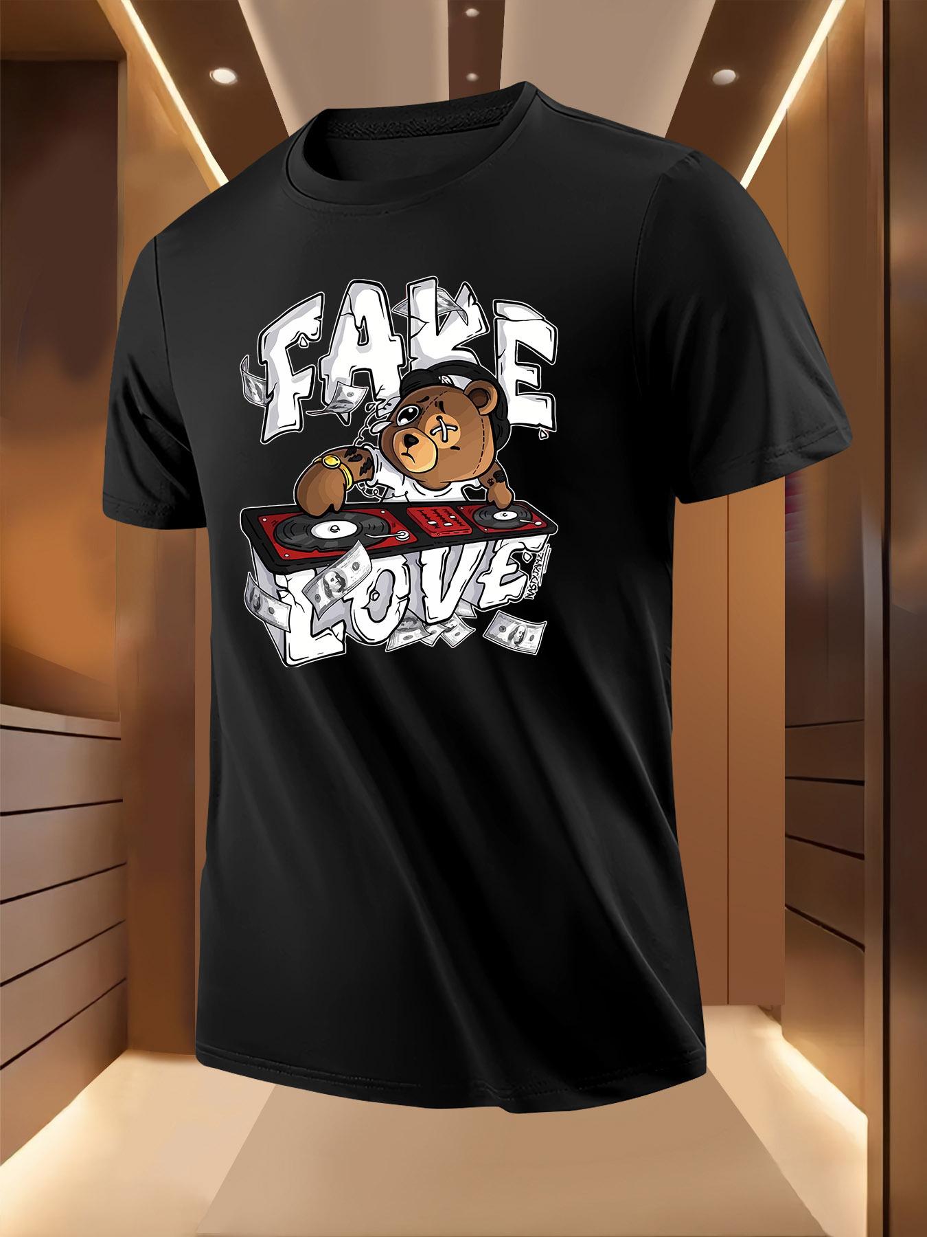 Funny DJ Bear Graphic Tshirt - Lightweight Breathable Pol... S