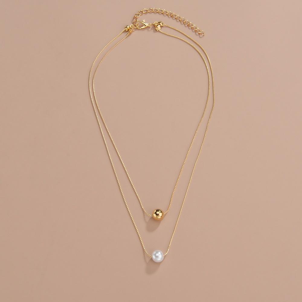 Zulieferung, personalisierte gestapelte Windperlen, gemischte und kombinierte Goldperlen, mehrlagige Anhänger, Metallhalsketten.