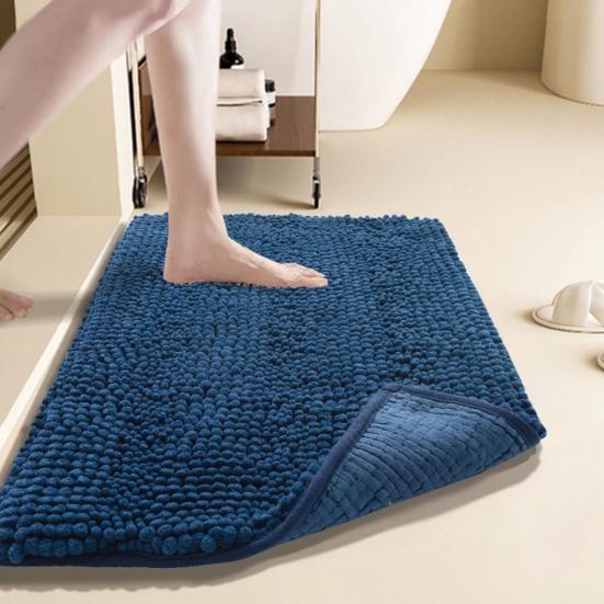 Chenille Bath Mat Soft Short Plush Water Absorbent Bathroom Rug Quick Dry