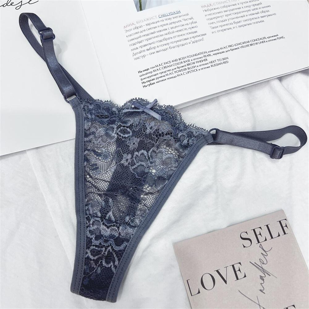 3Pcs/Set Adjustable Belt Sexy Women Lace Thong Panties Low Waist G-String Underwear Hollow Out Lace Lingerie