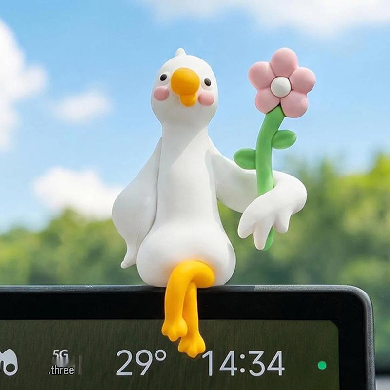 Adorable Cartoon Car Ornament for Console Display – Stylish Interior Decoration for Women