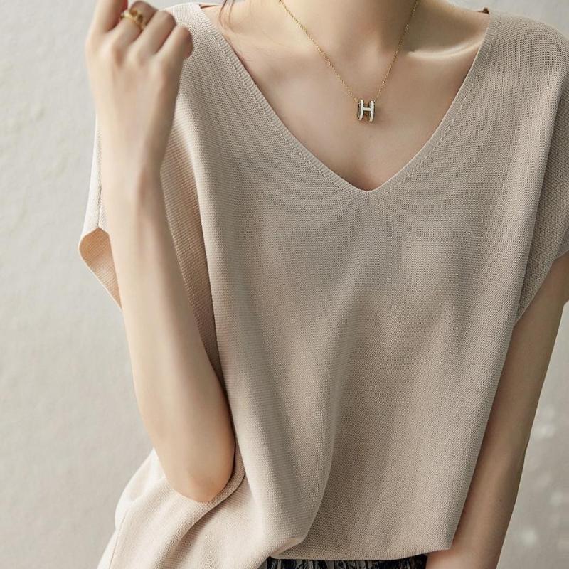 

Летняя новая тонкая модная повседневная свободная трикотажная рубашка с рукавом «летучая мышь», женская однотонная элегантная блузка из ледяного шелка, женская простая тонкая офисная женская рубашка, топы 26633 2XL