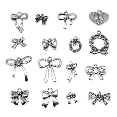 20pcs Bow Tie Connector Zinc Alloy Charm DIY Necklace Making Findings Handmade Tibetan Jewelry