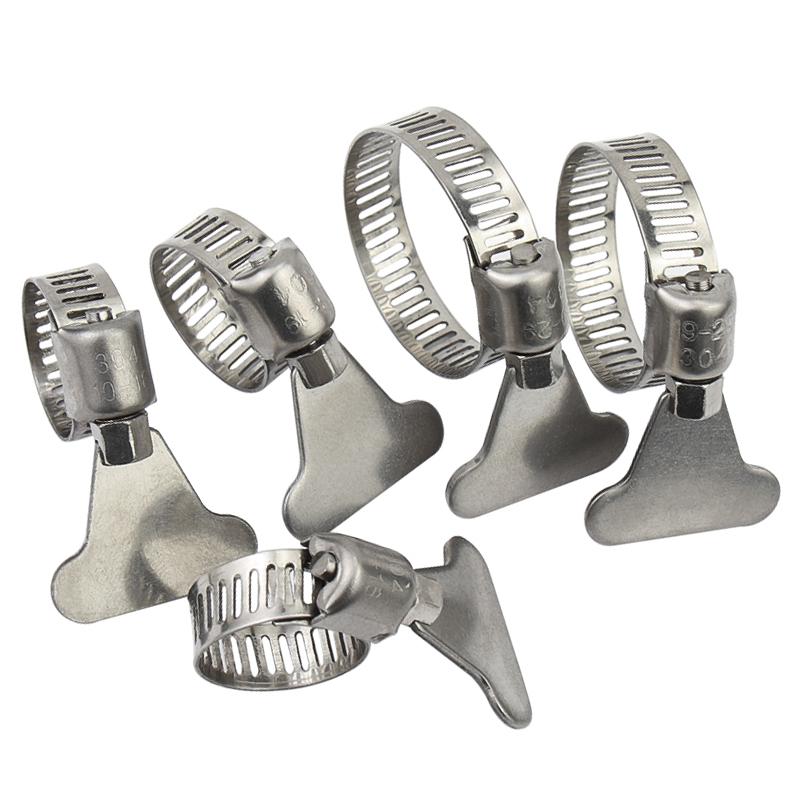 304 Stainless Steel Water Pipe Clamp Trachea Clamp Fixed Locking Clamp with Handle Throat Hoop Hand Twist Pipe Hoop Oil Pipe
