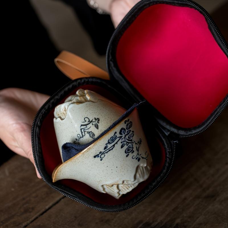 1 Set Ceramic Teapot And Tea Set Include 1 Teapot And 2 Tea Cups Porcelain Travel Tea Set Express Cup Tea Set Portable Outdoor Tea Pot For Home Travel