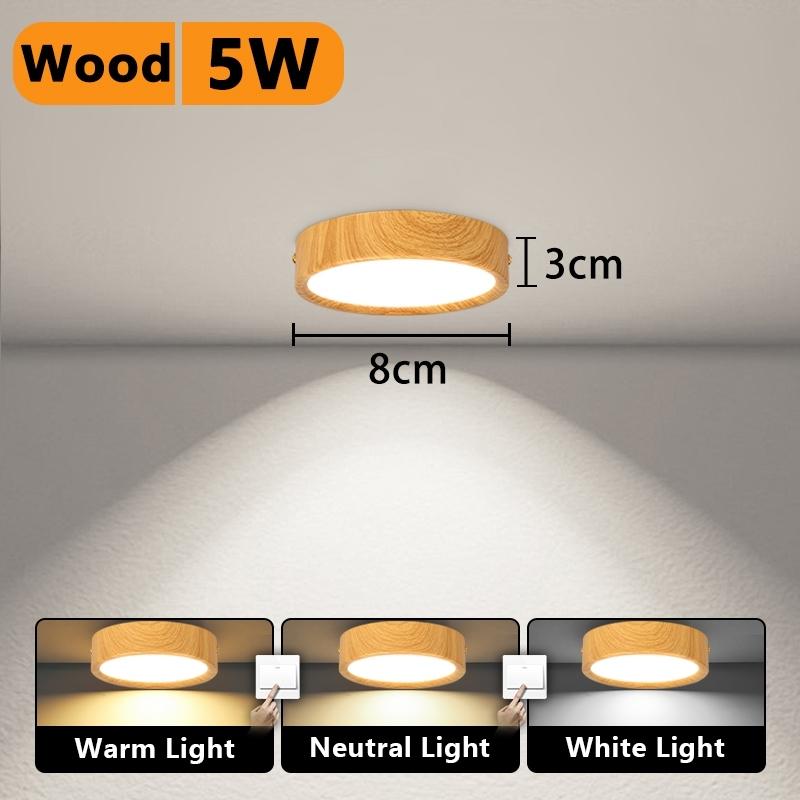 Wood Grain Gold LED Downlight 3 Colors Ceiling Light Spot Led Light Ultra Thin Panel Lamp for Living Room Home Decor