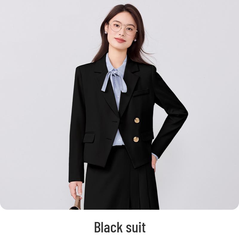 Women's Petite Short Blazer Jacket & Skirt Set - Spring/Autumn 2025, Professional Formal Wear