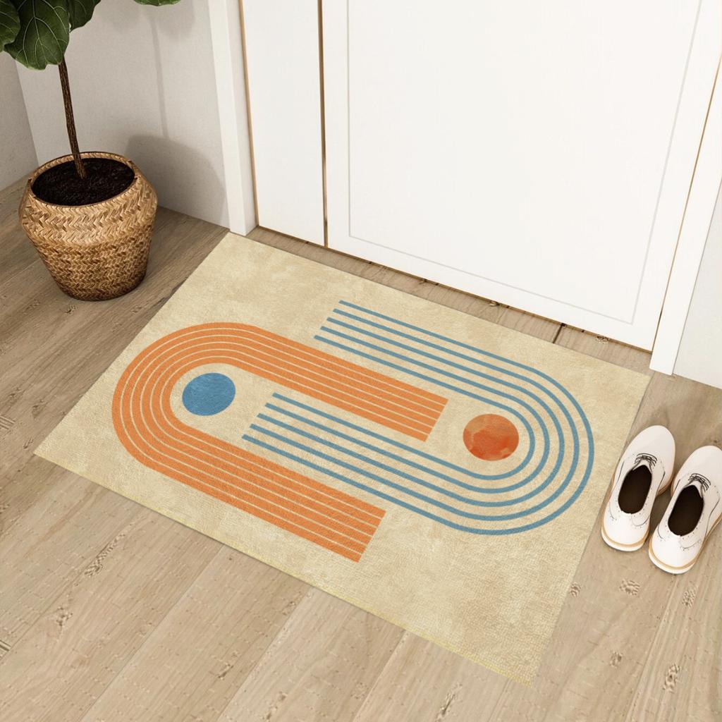 Minimalist Nordic Style Carpet Porch Living Room Entrance Door Mat Abstract Geometric Lines Bedroom Decoration Rug