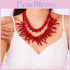 Red Coral Geometric Necklace For Women Summer Fashion Jewelry
