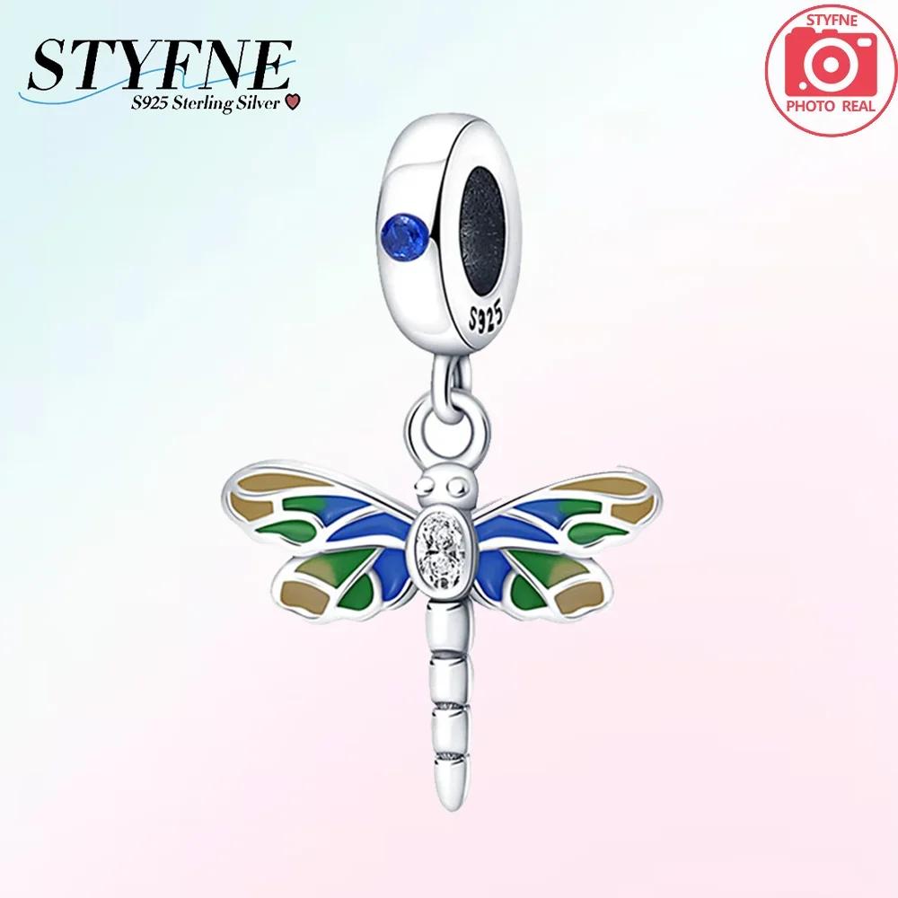 New Copper Blue Gold Butterfly Dangle Charm Fits Original Bracelet Necklace Spring Series Fine Jewelry