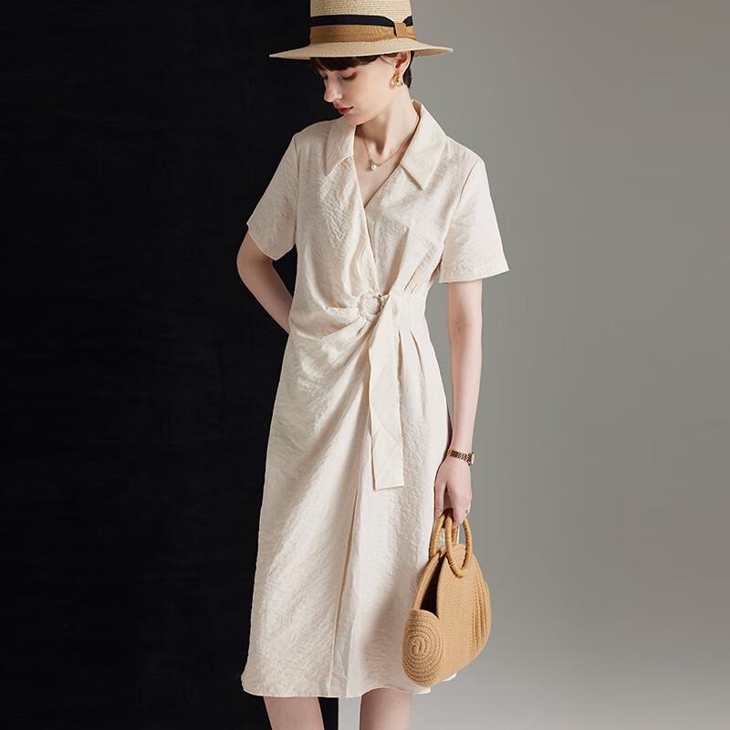 Элегантное короткое платье-рубашка из смесовой шелковой ткани Mulberry XL