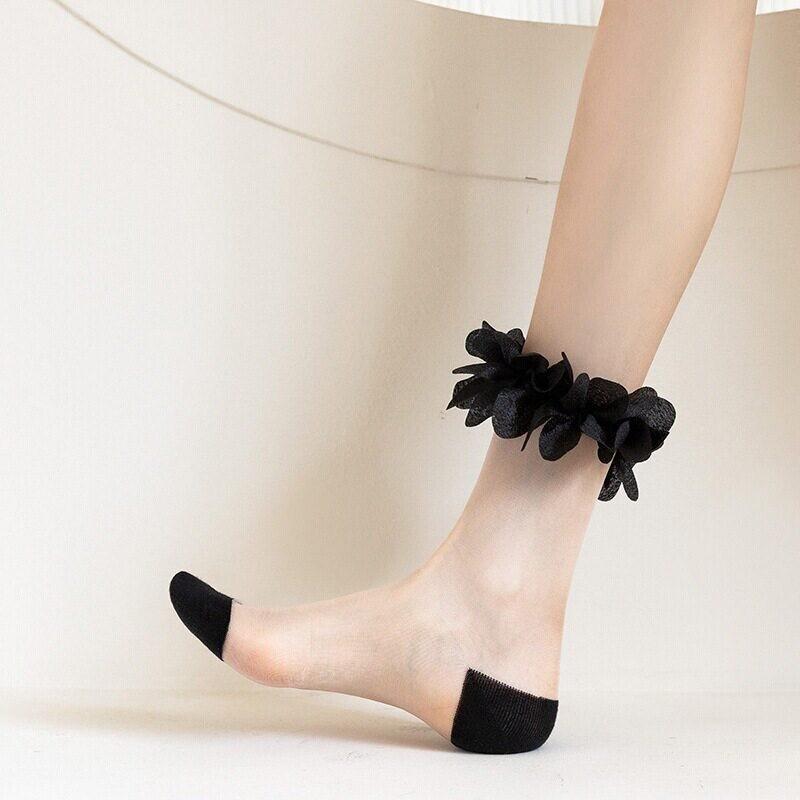 Fluffy Lace Calf Socks Women'S Summer Thin Transparent Stacking Socks Japanese Sweet And Cold Lolita Jk Socks