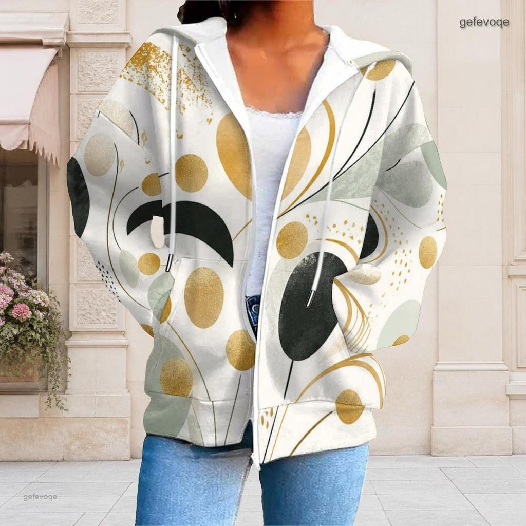 Women Plus Size Zip Up Hoodie Long Sleeve Floral Printed Hooded Sweatshirt With Pockets