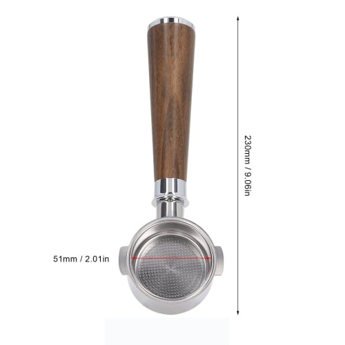 Bottomless Naked Portafilter Tamper, 51mm Portafilter with 2 Lugs, Bottomless Coffee Handle, Stainless Steel, for ECO310 Machines, Replacement for ECO