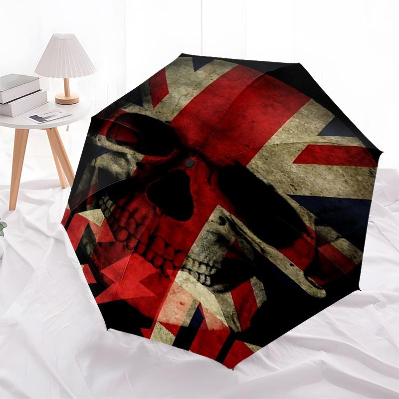 1pc AC DC Skull Automatic Open, Windproof, Compact Travel Umbrella, Gift for Birthday, Christmas, Business 93098
