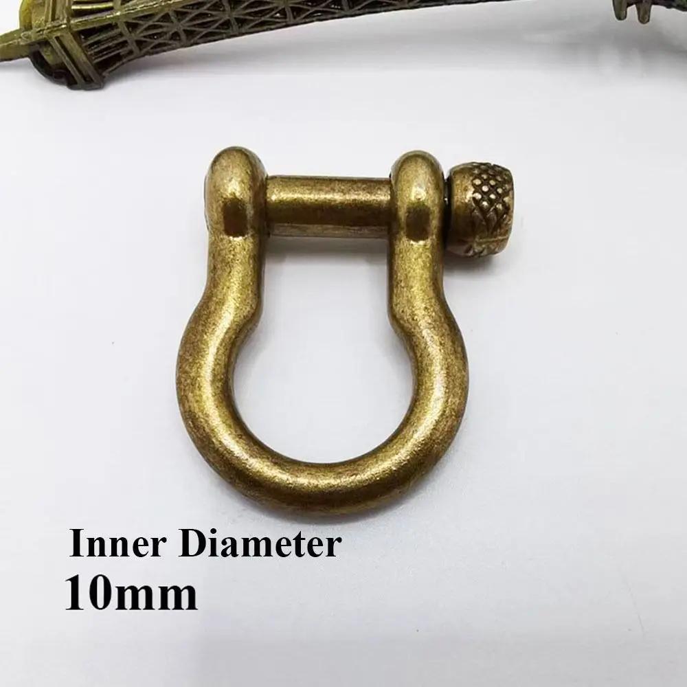 1piece Solid Brass Carabiner D Bow Staples Shackle Fob Key Ring Keychain Hook Screw Joint Connector Buckle
