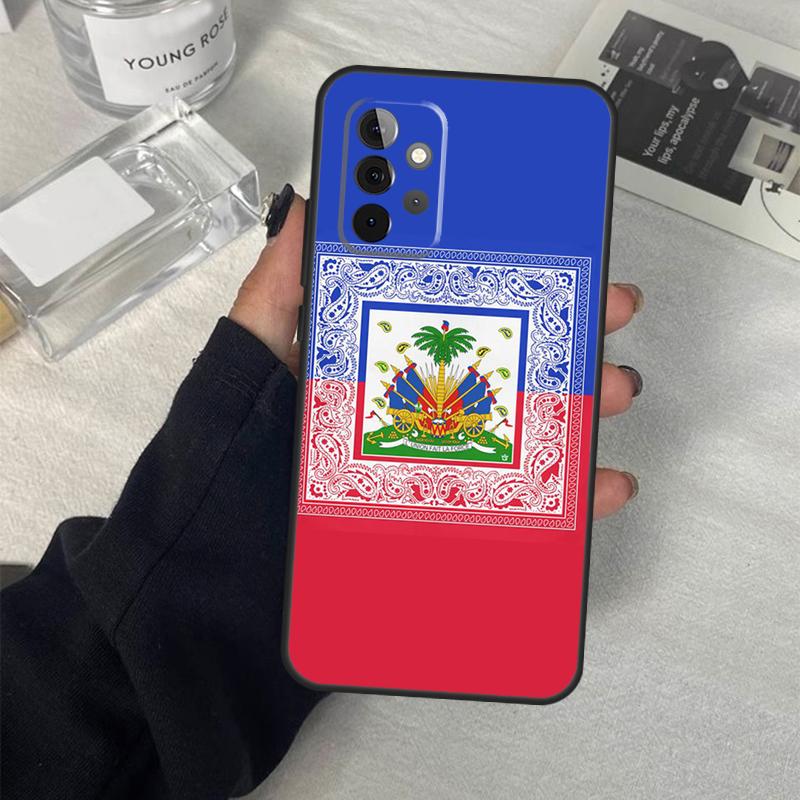 Vintage Haiti Haitian Flag Case For Samsung Galaxy A13 A23 A33 A53 A17 A06 A16 A56 A36 A54 A34 A14 A52 A32 A15 A35 A55