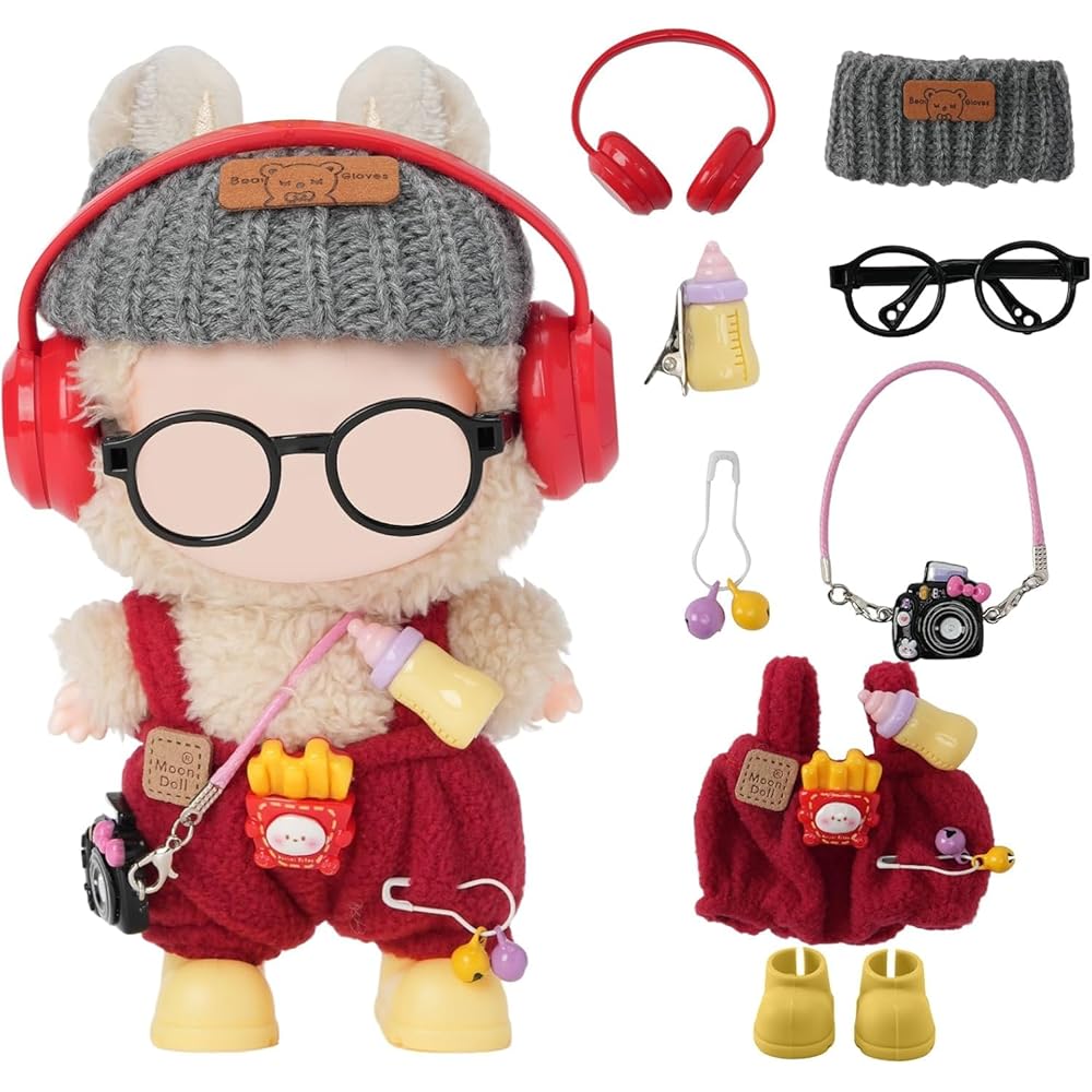 

Ruokey Doll Clothes Set 8 Pieces Red Outfit for 15cm/17cm Plush Toys Accessories Costumes