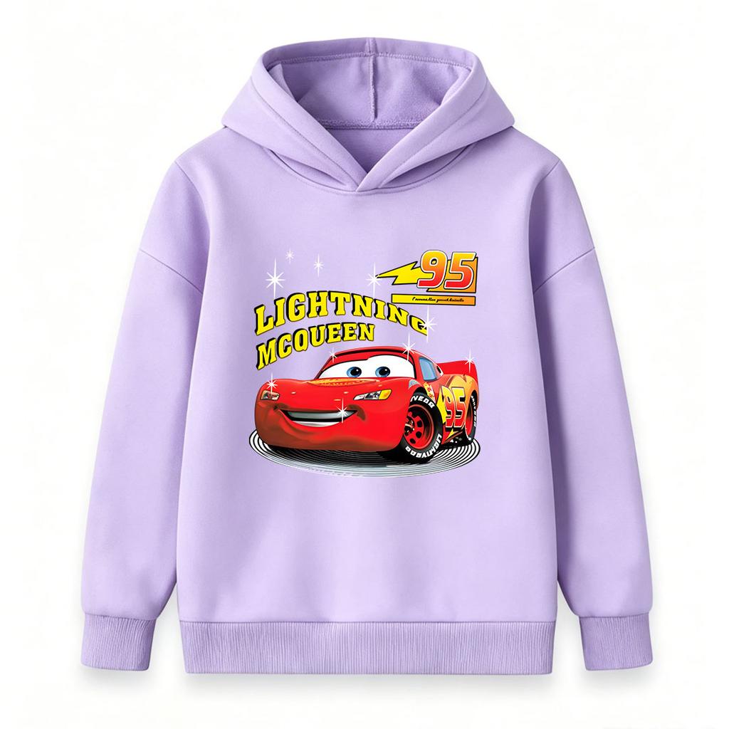 Kids Boys Girls Cute Red Racing Car 95 Graphic Print Casual Pullover Hoodie Soft Long Sleeve Warm Hooded Sweatshirt For Daily Wear And Sport