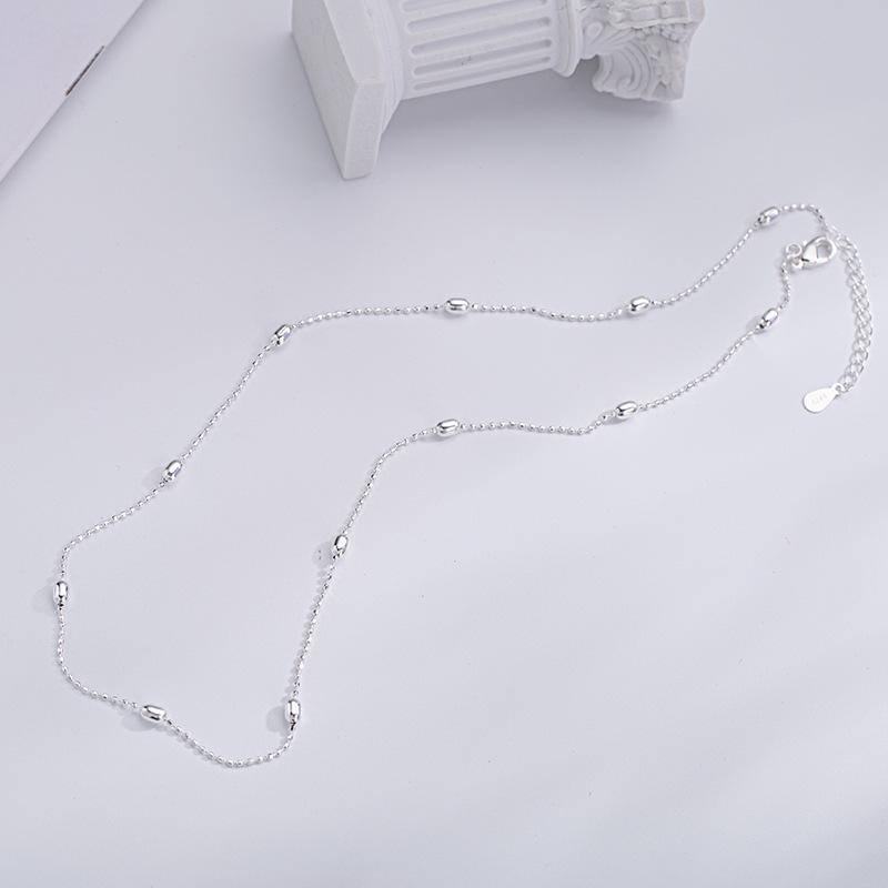925 Sterling Silver Bead Necklace for Women Versatile Fashionable Elegant Clavicle Chain Female Jewelry Gifts Accessories