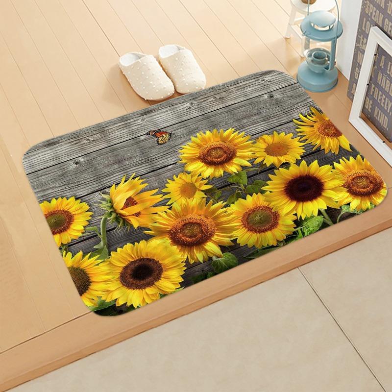 Sunflower Entrance Welcome Door Mat Flowers Bedroom Bedside Decor Carpet Non-slip Bathroom Kitchen Foot Rugs for Indoor Home