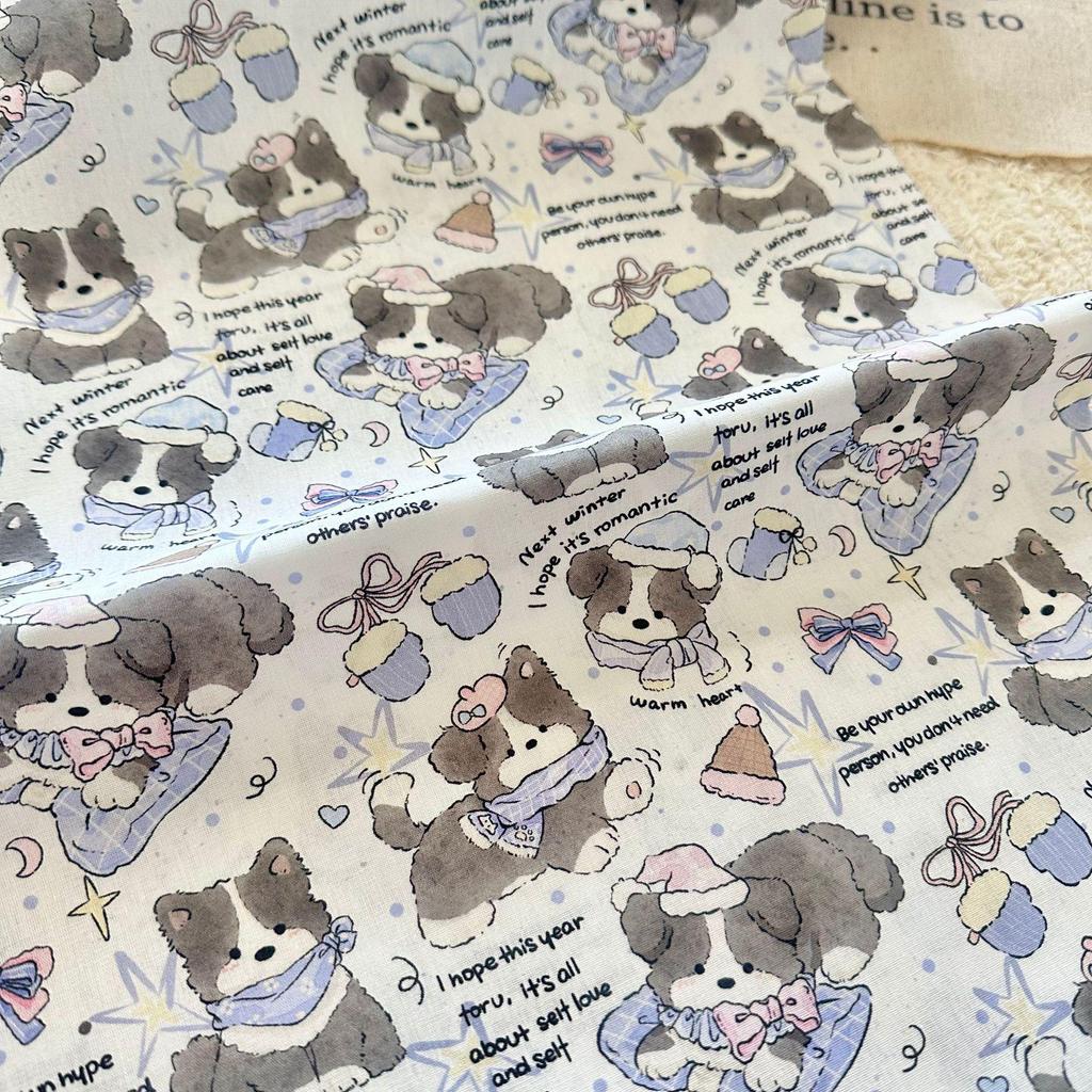 100% Cotton Digital Print Fabric: Korean Style Cartoon Animal & Floral Design for Women's, Children's Clothing & Homewear DIY