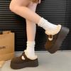 Thick-bottomed bag head, half slippers, outer wear, autumn and winter new lazy plush Birkenstock cotton mop