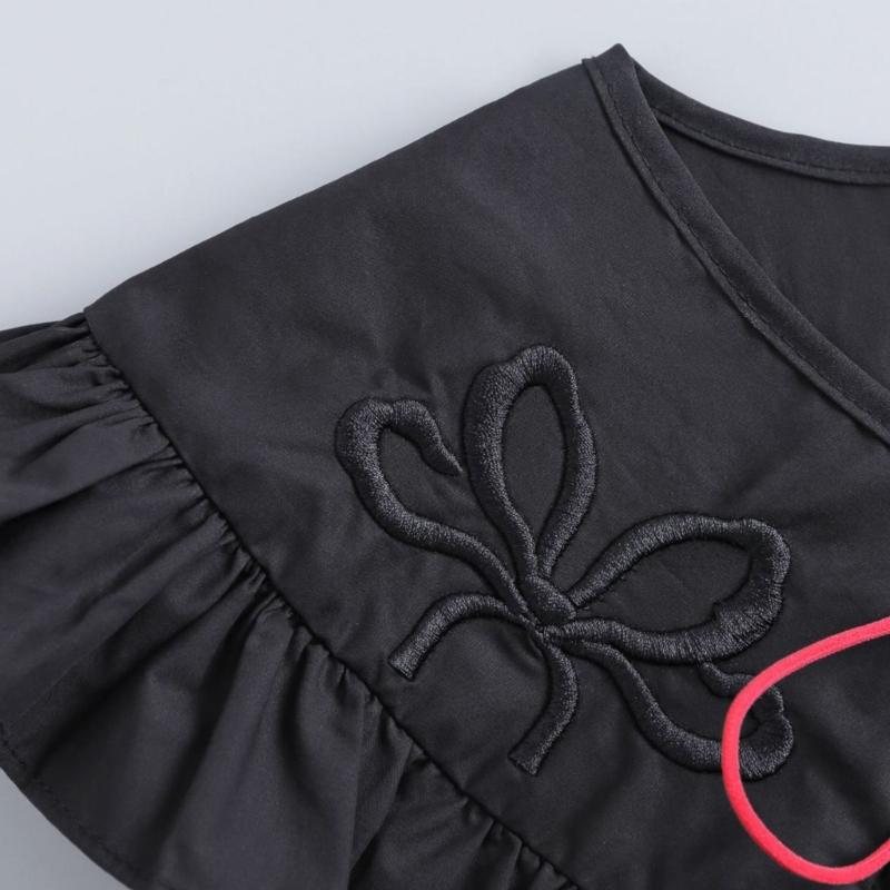 CourtStyle Detachable Collar with Ruffle Trim and Embroidery Bowknot Shirt Collar Shawl Wrap Formal Occasion Accessory