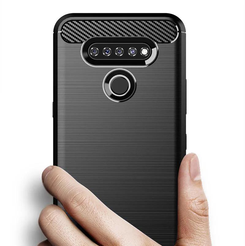 Carbon Fiber Texture TPU Case for K92 K22 K42 K52 K62 K51S K61S Velvet Stylo 6 5 V60 V50 ThinQ Shockproof Protective Cover Funda