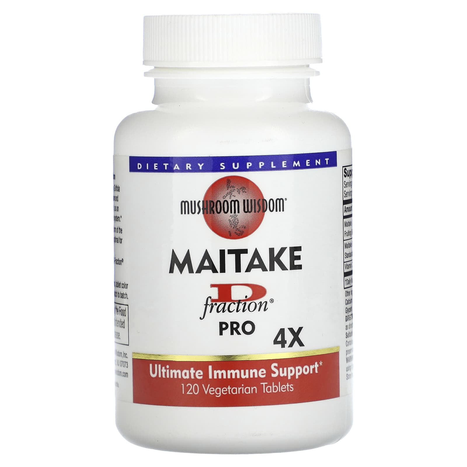 

Maitake D-Fraction Pro 4X, Veggie Tablets 120 Tablets