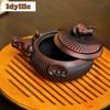 200ml Purple Pottery Cow Turning Qiankun Hand Grab Teapot Elegant Tea Infuser Pot Tea Maker Kettle With Strainer Tea Services
