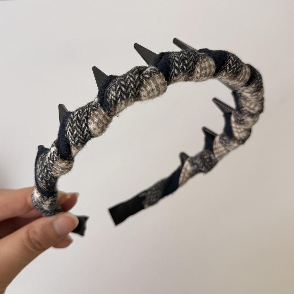 Korean Retro Plaid Bow Hair Tie - Women's High Skull Headband, New for Early Autumn 2025