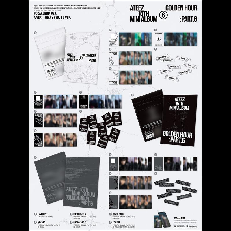 [Vorbestellung] ATEEZ 15. MINI-ALBUM GOLDEN HOUR Teil.6 POCAALBUM Version K-Pop Offizielles versiegeltes Album + Kostenloses Geschenk