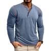 Herren Plus Size Langarm Henley T-Shirt Lässig Rundhals Tägliches Oberteil