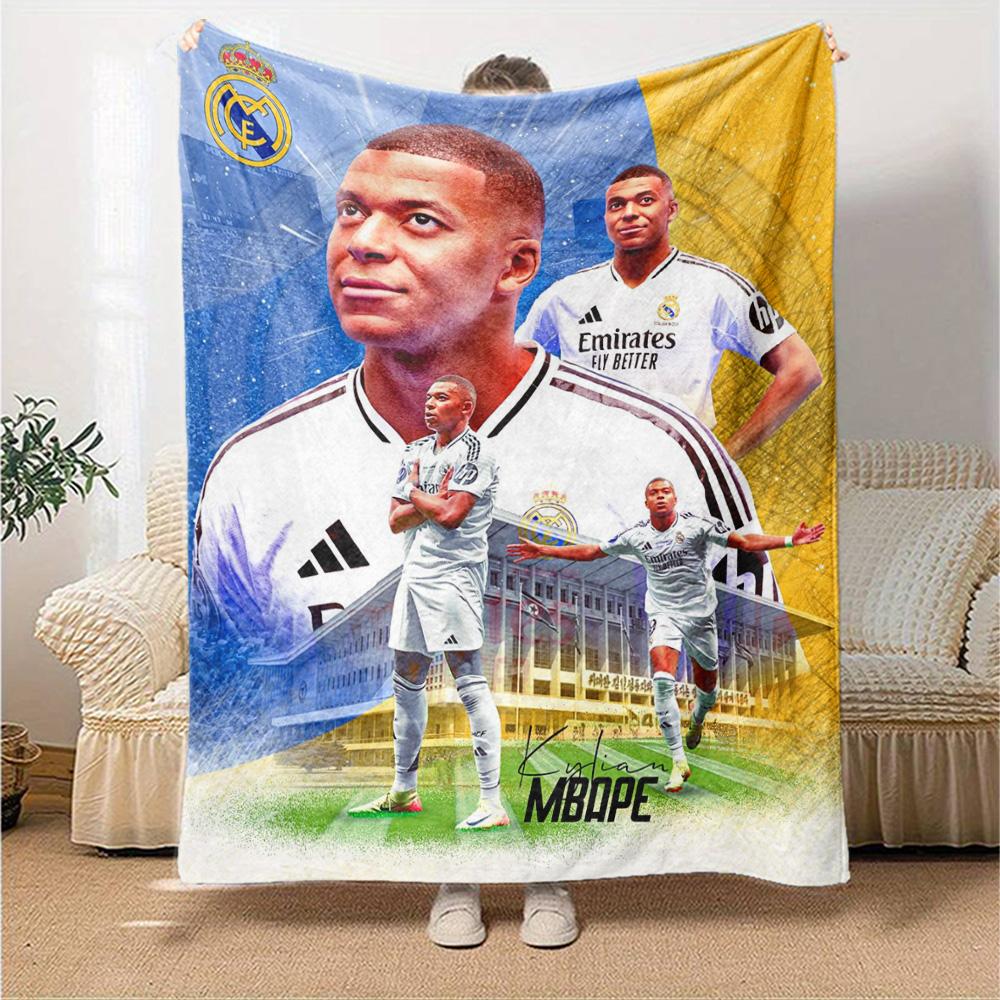 Star Player Kylian Mbappé Blanket Ultra-Soft Perfect for Office Chair Livingroom Chair Four Seasons Multipurpose Modern